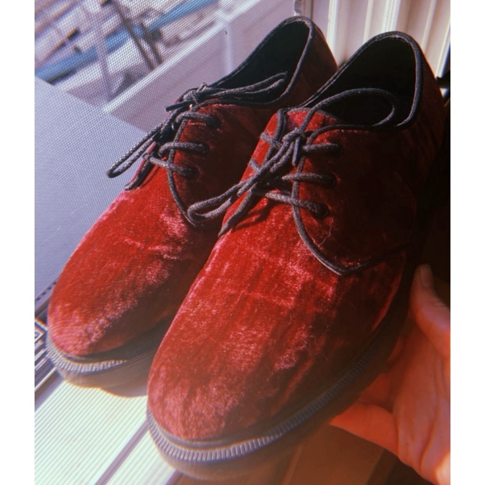 Doc Marten Platform Red Velvet Boots